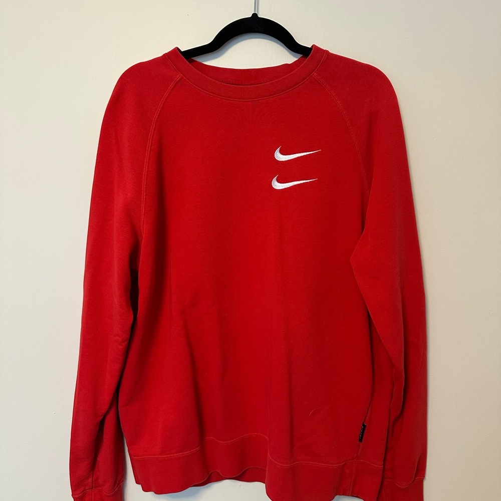 Nike Men’s Red Crewneck with White Double Swoosh